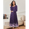 Ekouaer Long Nightgowns for Women Long Sleeve Night Gown Nightshirt(Purple Floral)