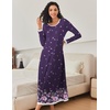 Ekouaer Long Nightgowns for Women Long Sleeve Night Gown Nightshirt(Purple Floral)