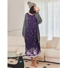 Ekouaer Long Nightgowns for Women Long Sleeve Night Gown Nightshirt(Purple Floral)