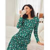 Ekouaer Long Nightgowns for Women Long Sleeve Night Gown Nightshirt(Santa Claus)