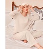 Ekouaer Lounge Sets for Women Casual Long Sleeve and Long Pants Pajamas Set(Beige)