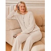 Ekouaer Lounge Sets for Women Casual Long Sleeve and Long Pants Pajamas Set(Beige)