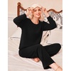 Ekouaer Lounge Sets for Women Casual Long Sleeve and Long Pants Pajamas Set(Black)