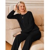 Ekouaer Lounge Sets for Women Casual Long Sleeve and Long Pants Pajamas Set(Black)