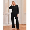 Ekouaer Lounge Sets for Women Casual Long Sleeve and Long Pants Pajamas Set(Black)