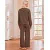 Ekouaer Lounge Sets for Women Casual Long Sleeve and Long Pants Pajamas Set(Brown)