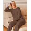 Ekouaer Lounge Sets for Women Casual Long Sleeve and Long Pants Pajamas Set(Brown)