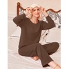 Ekouaer Lounge Sets for Women Casual Long Sleeve and Long Pants Pajamas Set(Brown)
