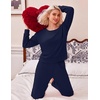 Ekouaer Lounge Sets for Women Casual Long Sleeve and Long Pants Pajamas Set(Dark Blue)