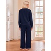 Ekouaer Lounge Sets for Women Casual Long Sleeve and Long Pants Pajamas Set(Dark Blue)