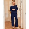 Ekouaer Lounge Sets for Women Casual Long Sleeve and Long Pants Pajamas Set(Dark Blue)