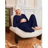 Ekouaer Lounge Sets for Women Casual Long Sleeve and Long Pants Pajamas Set(Dark Blue)