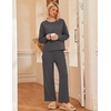 Ekouaer Lounge Sets for Women Casual Long Sleeve and Long Pants Pajamas Set(Dark Grey)