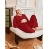 Ekouaer Lounge Sets for Women Casual Long Sleeve and Long Pants Pajamas Set(Dark Red)