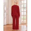 Ekouaer Lounge Sets for Women Casual Long Sleeve and Long Pants Pajamas Set(Dark Red)