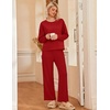 Ekouaer Lounge Sets for Women Casual Long Sleeve and Long Pants Pajamas Set(Dark Red)