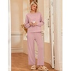 Ekouaer Lounge Sets for Women Casual Long Sleeve and Long Pants Pajamas Set(Dusty Pink)