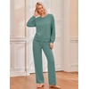 Ekouaer Lounge Sets for Women Casual Long Sleeve and Long Pants Pajamas Set(Grey Green)