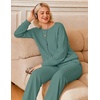 Ekouaer Lounge Sets for Women Casual Long Sleeve and Long Pants Pajamas Set(Grey Green)