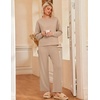 Ekouaer Lounge Sets for Women Casual Long Sleeve and Long Pants Pajamas Set(Khaki)