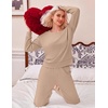 Ekouaer Lounge Sets for Women Casual Long Sleeve and Long Pants Pajamas Set(Khaki)