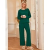 Ekouaer Lounge Sets for Women Casual Long Sleeve and Long Pants Pajamas Set(Lake Green)