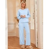 Ekouaer Lounge Sets for Women Casual Long Sleeve and Long Pants Pajamas Set(Light Blue)