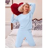 Ekouaer Lounge Sets for Women Casual Long Sleeve and Long Pants Pajamas Set(Light Blue)
