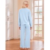 Ekouaer Lounge Sets for Women Casual Long Sleeve and Long Pants Pajamas Set(Light Blue)