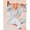 Ekouaer Lounge Sets for Women Casual Long Sleeve and Long Pants Pajamas Set(Light Grey)