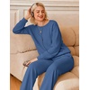 Ekouaer Lounge Sets for Women Casual Long Sleeve and Long Pants Pajamas Set(Navy)