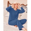 Ekouaer Lounge Sets for Women Casual Long Sleeve and Long Pants Pajamas Set(Navy)