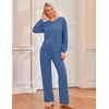 Ekouaer Lounge Sets for Women Casual Long Sleeve and Long Pants Pajamas Set(Navy)