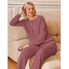 Ekouaer Lounge Sets for Women Casual Long Sleeve and Long Pants Pajamas Set(Purple Red)