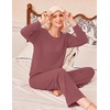 Ekouaer Lounge Sets for Women Casual Long Sleeve and Long Pants Pajamas Set(Purple Red)