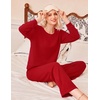 Ekouaer Lounge Sets for Women Casual Long Sleeve and Long Pants Pajamas Set(Red)