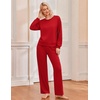 Ekouaer Lounge Sets for Women Casual Long Sleeve and Long Pants Pajamas Set(Red)