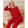 Ekouaer Lounge Sets for Women Casual Long Sleeve and Long Pants Pajamas Set(Red)