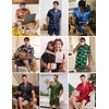 Ekouaer Mens Pajamas Set Silk Satin Pjs Short Sleeve Button Up Lounge Sets(Brown Leopard)