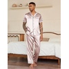 Ekouaer Mens Satin Pajama Set Short Sleeve Button Down Sleepwear with Pant(Champagne)