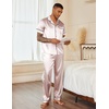 Ekouaer Mens Satin Pajama Set Short Sleeve Button Down Sleepwear with Pant(Champagne)
