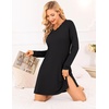 Ekouaer Nightgowns for Women Long Sleeve Sleep Shirt Sexy Lace Night Shirt(Black)
