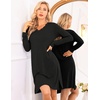 Ekouaer Nightgowns for Women Long Sleeve Sleep Shirt Sexy Lace Night Shirt(Black)