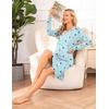 Ekouaer Nightgowns for Women Long Sleeve Sleep Shirt Sexy Lace Night Shirt(Blue Planet)