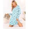 Ekouaer Nightgowns for Women Long Sleeve Sleep Shirt Sexy Lace Night Shirt(Blue Planet)