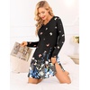 Ekouaer Nightgowns for Women Long Sleeve Sleep Shirt Sexy Lace Night Shirt(Butterfly Flowers)