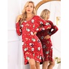 Ekouaer Nightgowns for Women Long Sleeve Sleep Shirt Sexy Lace Night Shirt(Christmas Santa 2)