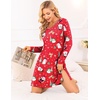 Ekouaer Nightgowns for Women Long Sleeve Sleep Shirt Sexy Lace Night Shirt(Christmas Santa 2)