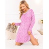 Ekouaer Nightgowns for Women Long Sleeve Sleep Shirt Sexy Lace Night Shirt(Pink Florals)