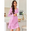 Ekouaer Nightgowns for Women Long Sleeve Sleep Shirt Sexy Lace Night Shirt(Pink Florals)